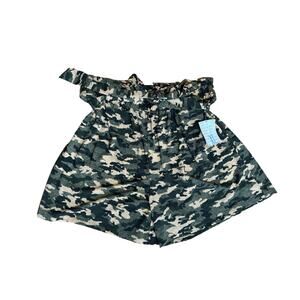 LulaRoe | Ella Camouflage Paper Bag Waist Belted Shorts NWT | Size XL